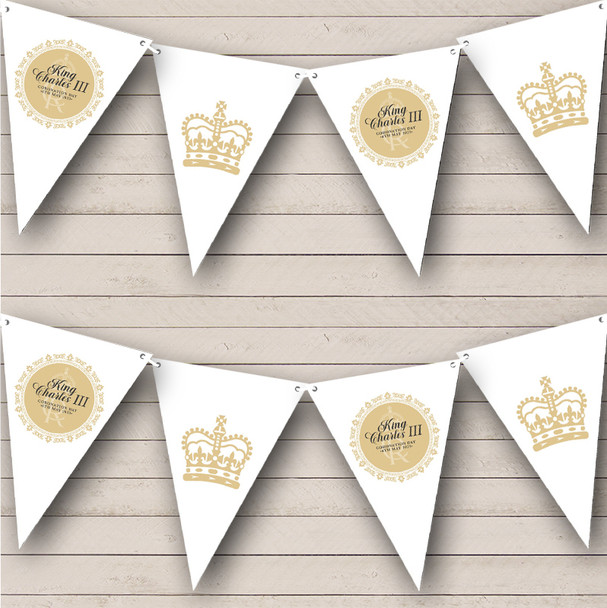 Gold Crown His Majesty King Charles III Coronation Flag Party Flag Banner Bunting