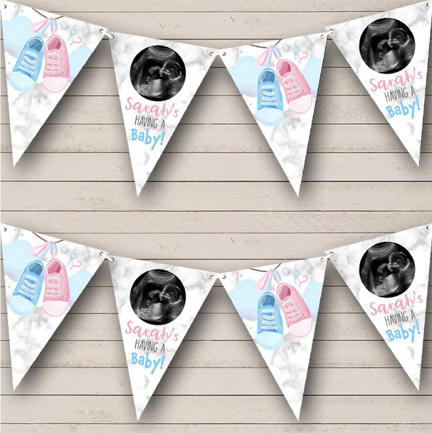New Baby Pregnancy Announcement Gender Scan Photo Custom Personalised Flag Banner Bunting