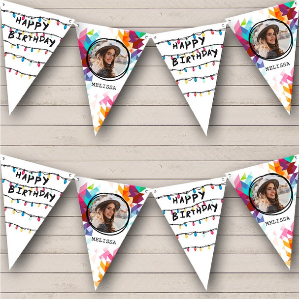 Stranger Things Lights Happy Birthday Photo Custom Personalised Party Flag Banner Bunting