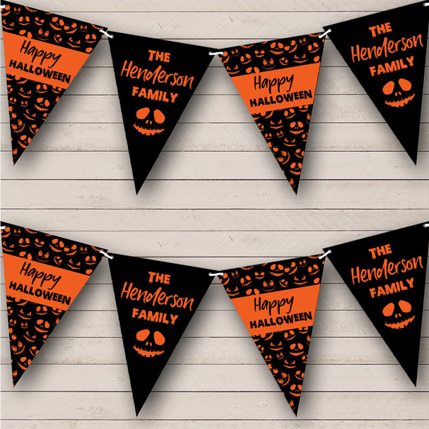 Family Name Scary Pumpkin Custom Personalised Decoration Halloween Party Flag Banner Bunting