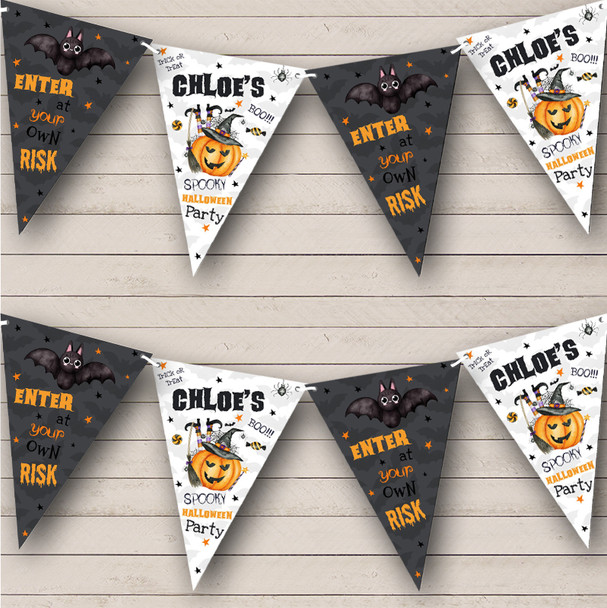 Watercolour Pumpkin With Legs Custom Personalised Decor Halloween Party Flag Banner Bunting