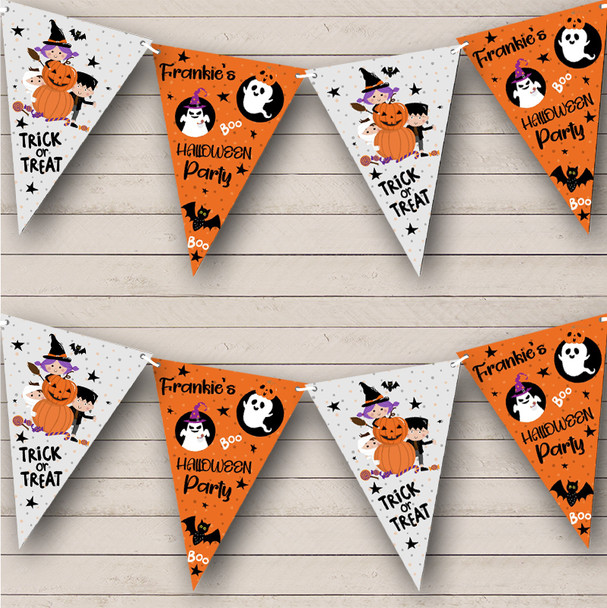 Pumpkin Witches Kids Ghosts Custom Personalised Decor Halloween Party Flag Banner Bunting