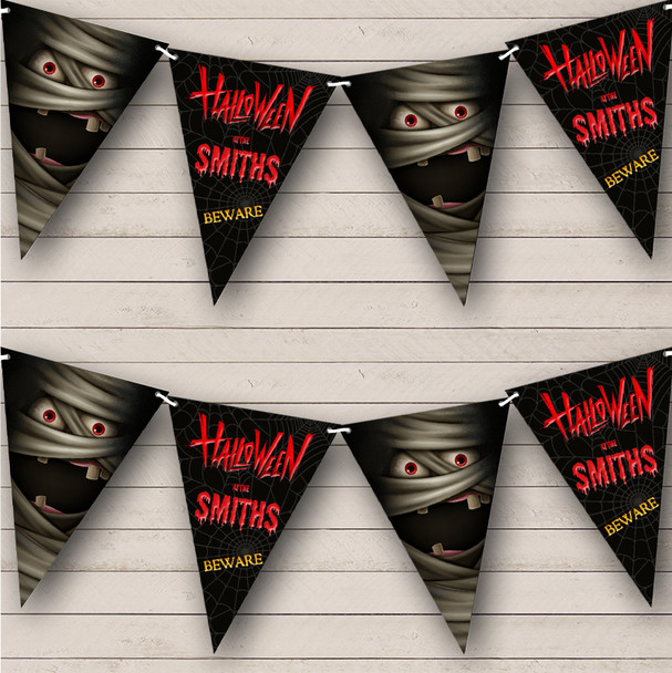 Mummy Face Custom Personalised Hanging Decoration Halloween Party Flag Banner Bunting