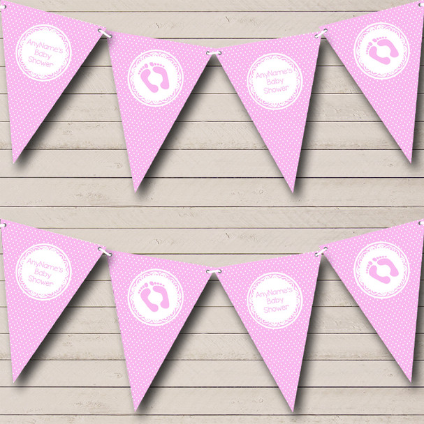 Polkadot Pink Custom Personalised Baby Shower Flag Banner Bunting
