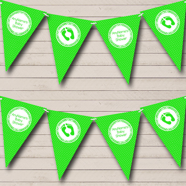 Polkadot Lime Green Custom Personalised Baby Shower Flag Banner Bunting