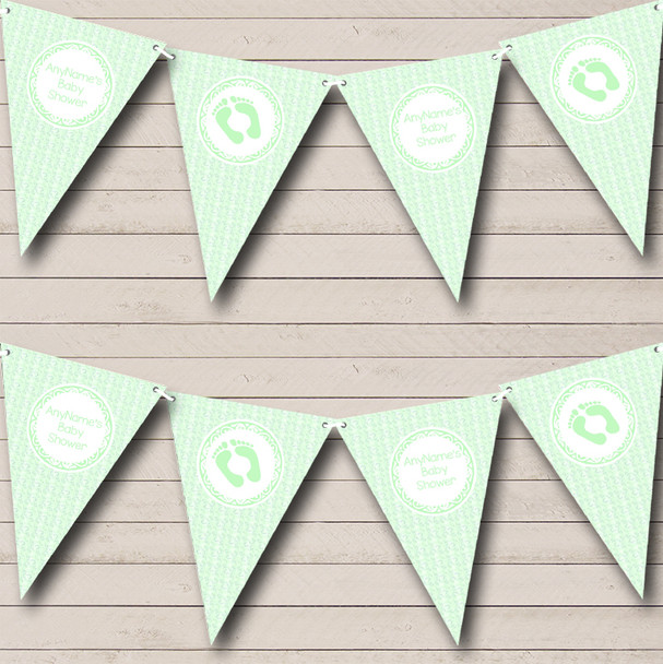 Green Love Hearts Custom Personalised Baby Shower Flag Banner Bunting