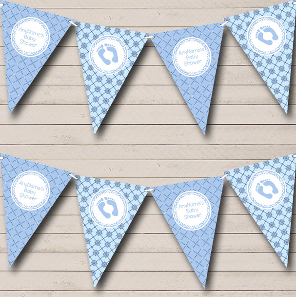 Blue Diamond Patterns Custom Personalised Baby Shower Flag Banner Bunting