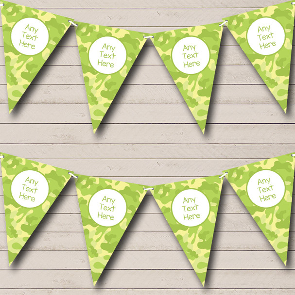 Light Green Camouflage Custom Personalised Birthday Party Flag Banner Bunting