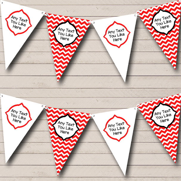 Chevron Stripes Red And White Custom Personalised Birthday Party Flag Banner Bunting