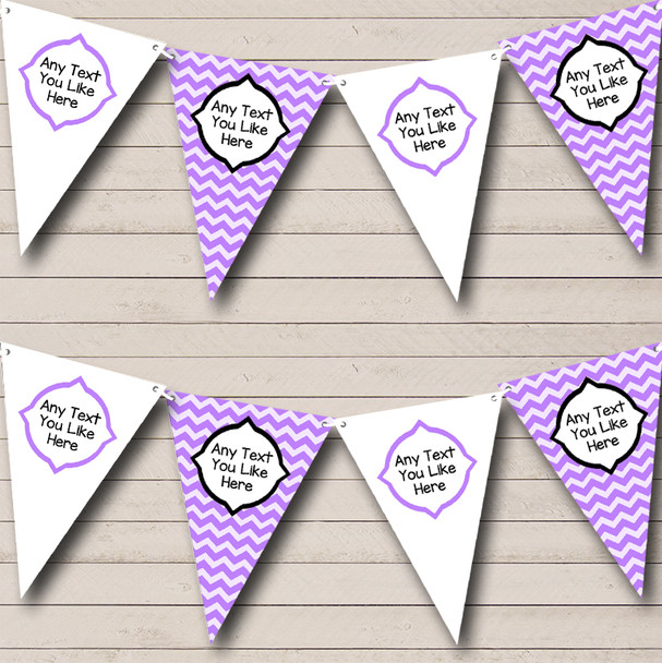 Chevron Stripes Purple Custom Personalised Birthday Party Flag Banner Bunting