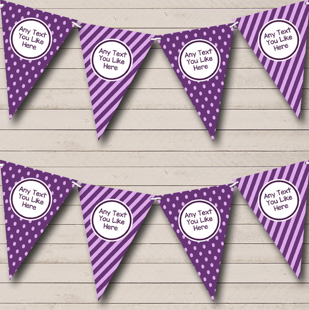 Cadbury Purple Spots And Stripes Custom Personalised Birthday Party Flag Banner Bunting