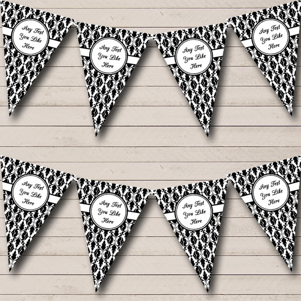 Black And White Traditional Custom Personalised Birthday Party Flag Banner Bunting