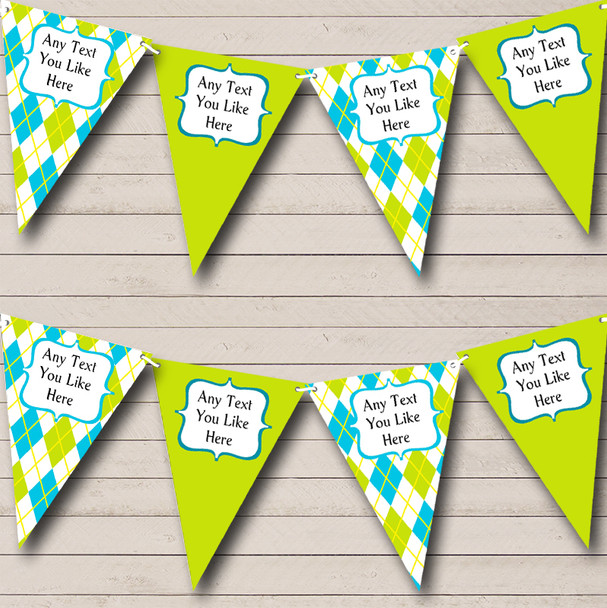 Green And Blue Diamonds Custom Personalised Carnival Fete Street Party Flag Banner Bunting