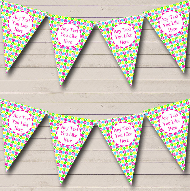 Bright Summer Flowers Yellow Custom Personalised Carnival Fete Street Party Flag Banner Bunting