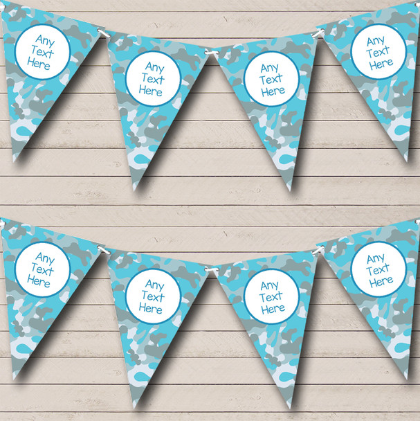 Blue Grey Camouflage Custom Personalised Carnival Fete Street Party Flag Banner Bunting