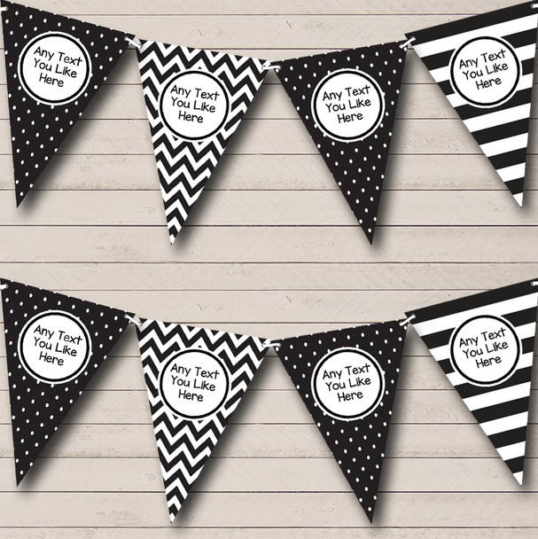 Black White Stripes Spots Custom Personalised Carnival Fete Street Party Flag Banner Bunting