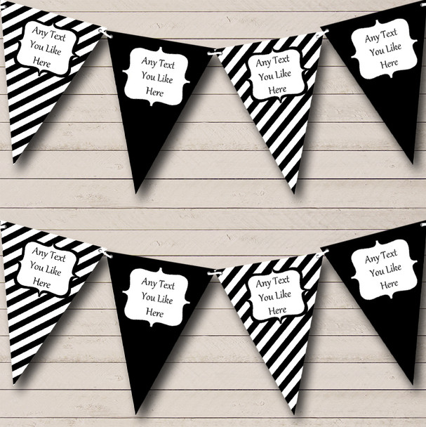 Black And White Stripes Custom Personalised Carnival Fete Street Party Flag Banner Bunting