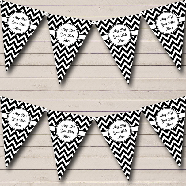 Black And White Chevrons Custom Personalised Carnival Fete Street Party Flag Banner Bunting