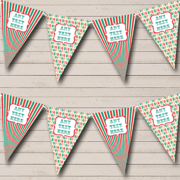 Vintage Big Top Stripy Circus Custom Personalised Children's Birthday Party Flag Banner Bunting