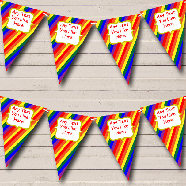 Rainbow Stripes Custom Personalised Children's Birthday Party Flag Banner Bunting