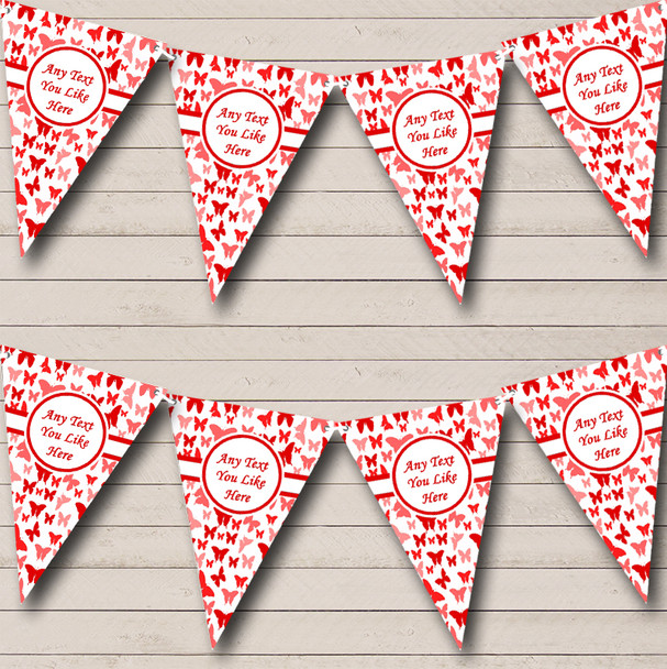 Beautiful Red Butterfly Custom Personalised Children's Birthday Party Flag Banner Bunting