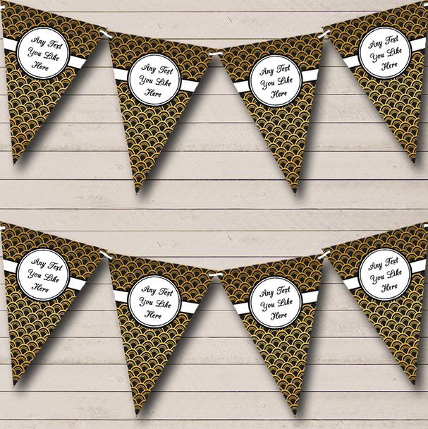 Black And Gold Custom Personalised Engagement Party Flag Banner Bunting