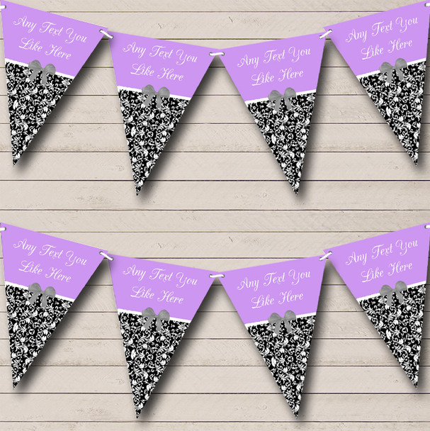 Lilac Damask Shabby Chic Vintage Custom Personalised Hen Do Night Party Flag Banner Bunting