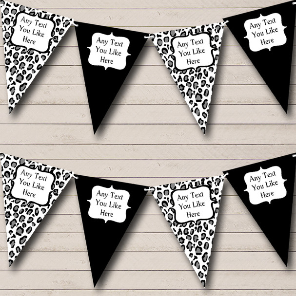 Black White Animal Print Custom Personalised Hen Do Night Party Flag Banner Bunting