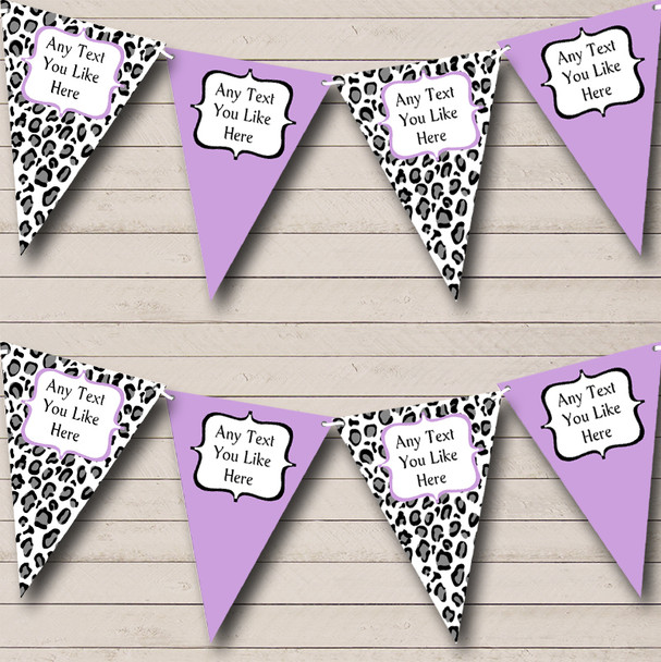 Black White & Lilac Animal Print Custom Personalised Hen Do Night Party Flag Banner Bunting