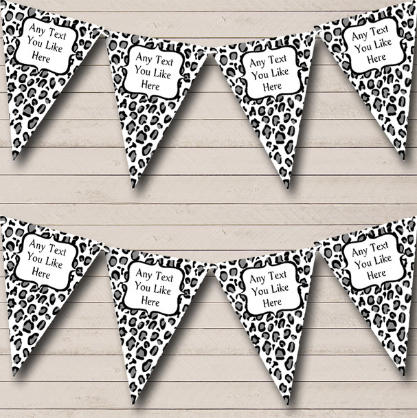 Black & White Leopard Print Custom Personalised Hen Do Night Party Flag Banner Bunting