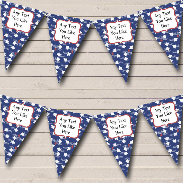 Blue Bird Pattern Nautical Sailing Beach Seaside Themed Custom Personalised Flag Banner Bunting