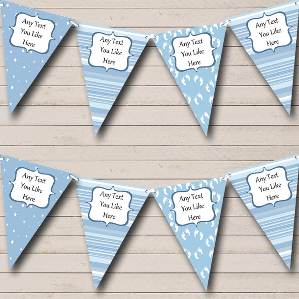 Boy Blue Footprints Welcome Home New Baby Flag Banner Bunting