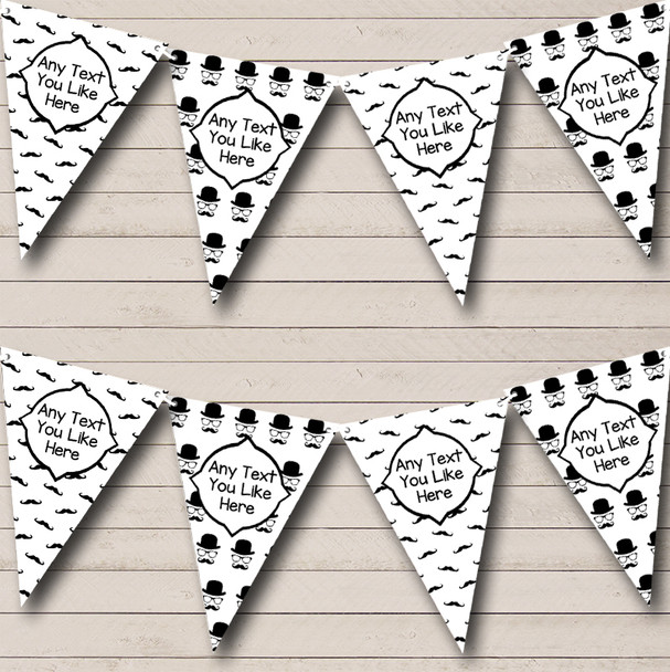Funny Retro Vintage Moustache Custom Personalised Retirement Party Flag Banner Bunting