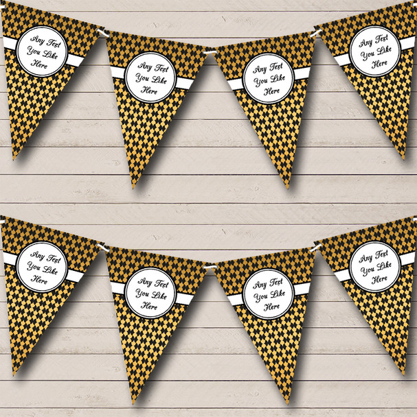 Black And Gold Pattern Custom Personalised Retirement Party Flag Banner Bunting