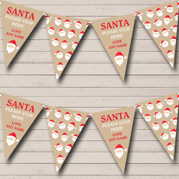 Stop Here Santa Custom Personalised Christmas Decoration Flag Banner Bunting