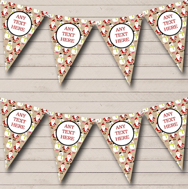 Snowmen & Santa's Custom Personalised Christmas Decoration Flag Banner Bunting