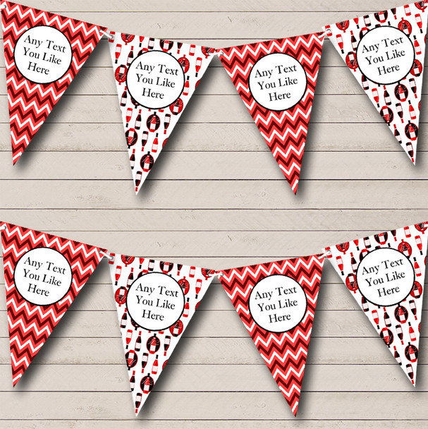 Red Chevrons Wine Bottles Custom Personalised Christmas Decoration Flag Banner Bunting