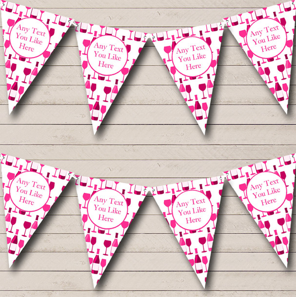 Pink Wine Bottles Custom Personalised Christmas Decoration Flag Banner Bunting