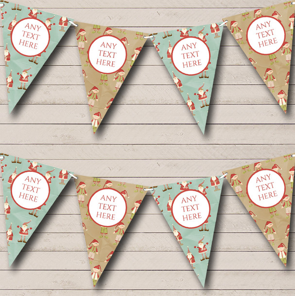 Krafty Elves & Santa's Custom Personalised Christmas Decoration Flag Banner Bunting