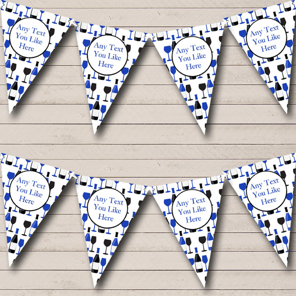 Blue Wine Bottles Custom Personalised Christmas Decoration Flag Banner Bunting