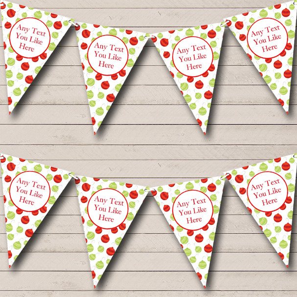 Baubles Red & Green Custom Personalised Christmas Decoration Flag Banner Bunting