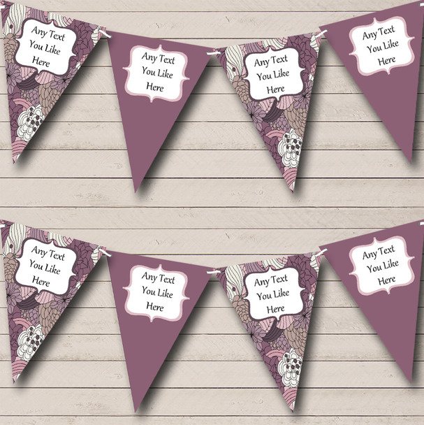 Vintage Purple Custom Personalised Shabby Chic Garden Tea Party Flag Banner Bunting