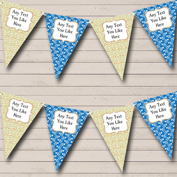 Blue Green Custom Personalised Shabby Chic Garden Tea Party Flag Banner Bunting