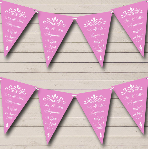 Vintage Regal Dusky Pink Custom Personalised Wedding Venue or Reception Flag Banner Bunting