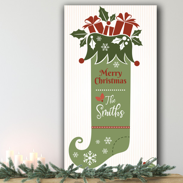 Green Stocking Sock Personalised Tall Decoration Christmas Indoor Outdoor Sign Green Stocking Sock Personalised Tall Decoration Christmas Indoor Outdoor Sign