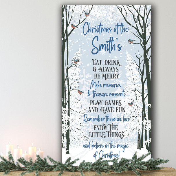 Name Blue Tree Snow Personalised Tall Decoration Christmas Indoor Outdoor Sign