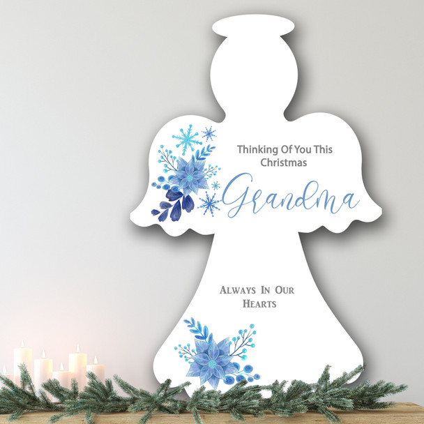 Memorial Blue Grandma Nan Personalised Angel Decor Christmas Indoor Outdoor Sign