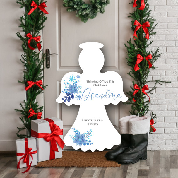 Memorial Blue Grandma Nan Personalised Angel Decor Christmas Indoor Outdoor Sign