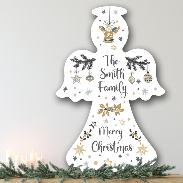 The Name Gold Personalised Angel Decoration Family Christmas Indoor Outdoor Sign