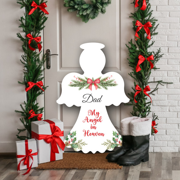 Dad Memorial Personalised Angel Decoration Christmas Indoor Outdoor Sign